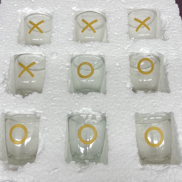 Tic tax toe bar marble shot glass set up 8x8 board + 9 glasses - Picture 6 of 6